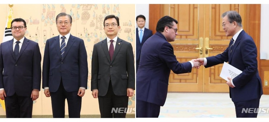 El Embajador Juan Carlos Caiza Rosero presentó sus cartas credenciales al Presidente de la República de Corea del Sur